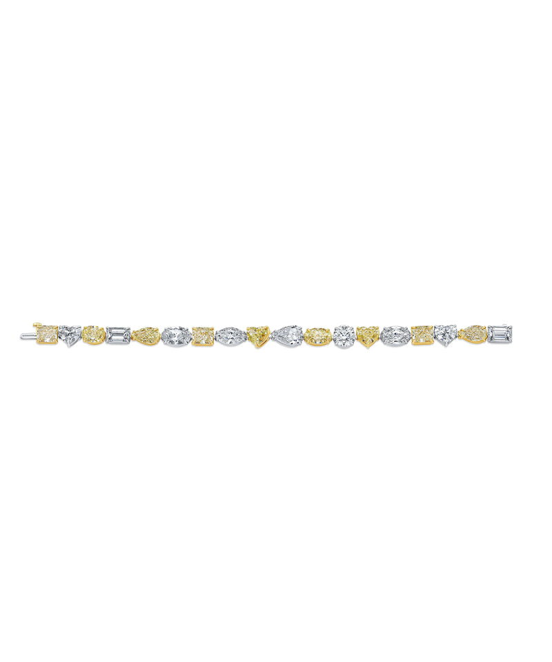Mixed Shape Fancy Yellow & Diamond Bracelet
