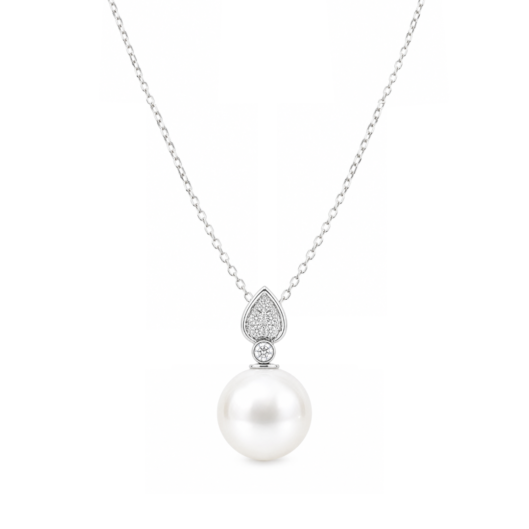 Diamond Spade & South Sea Pearl Pendant