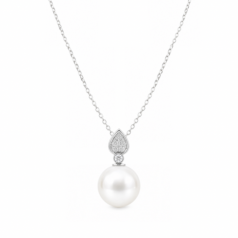 Diamond Spade & South Sea Pearl Pendant