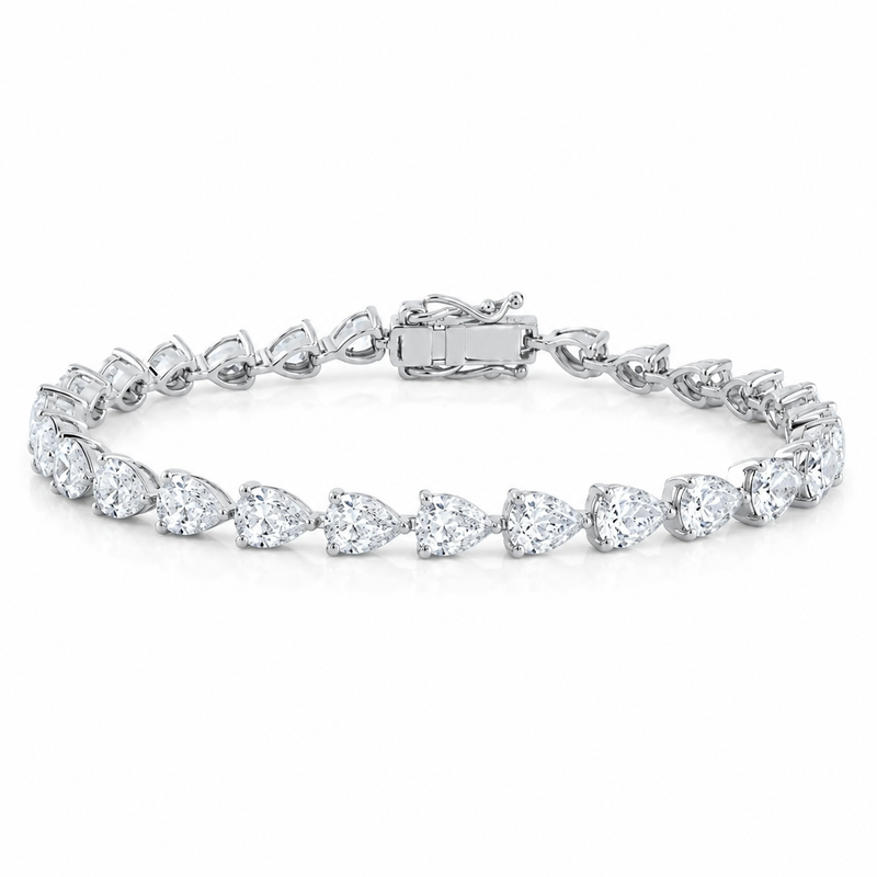 12.00 Carat Pear Cut Diamond Straight Line Tennis Bracelet
