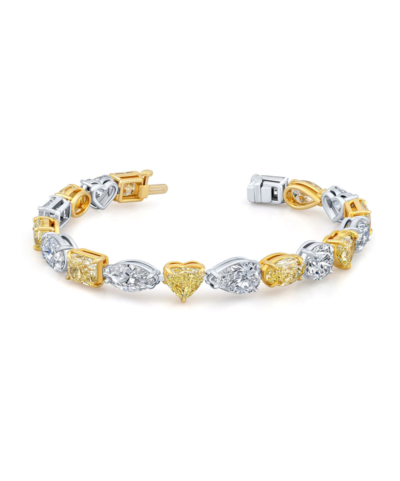 Mixed Shape Fancy Yellow & Diamond Bracelet