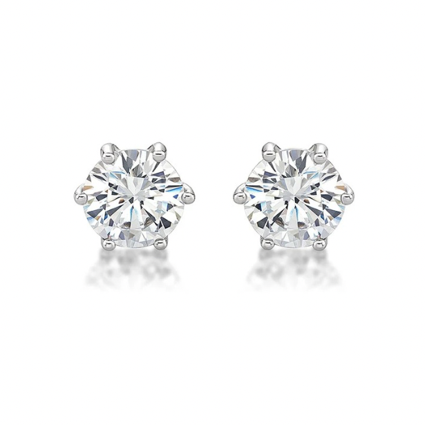 Round Brilliant Cut 6 Claw Diamond Studs