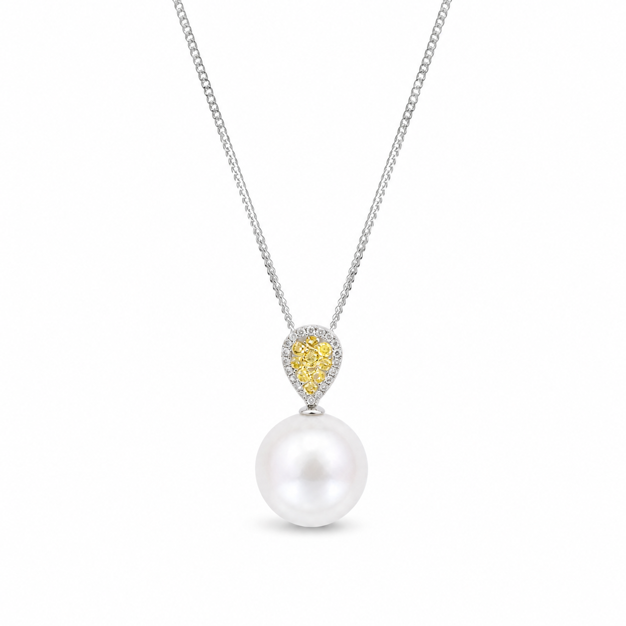 Fancy Yellow Diamond & South Sea Pearl Pendant