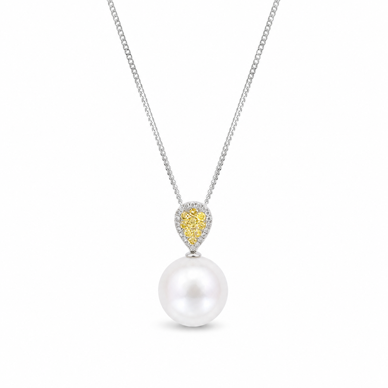 Fancy Yellow Diamond & South Sea Pearl Pendant