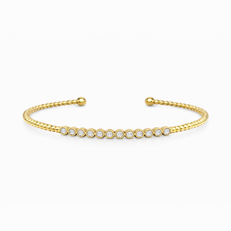 Milgrain Diamond Open Bangle