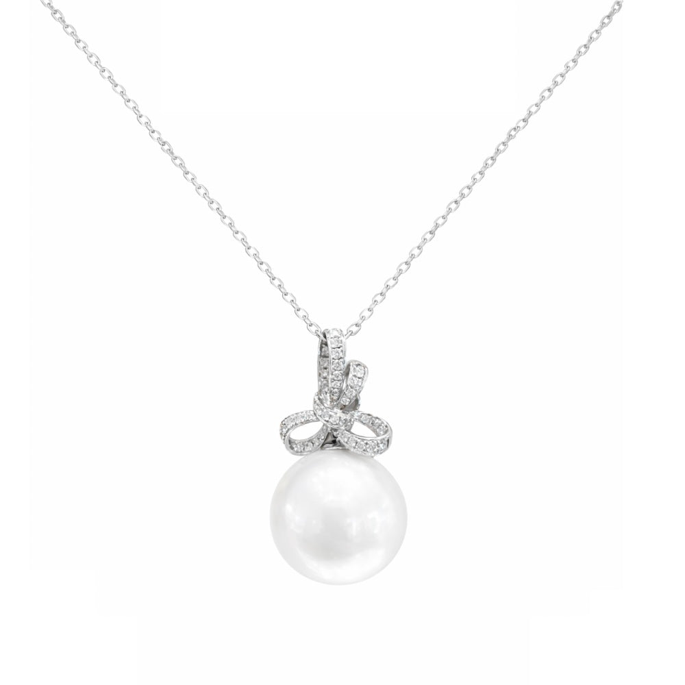 Diamond Bow & South Sea Pearl Pendant