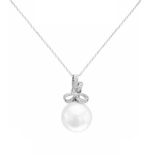 Diamond Bow & South Sea Pearl Pendant