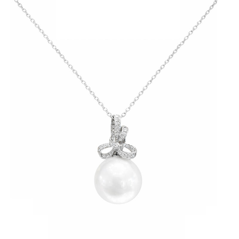 Diamond Bow & South Sea Pearl Pendant