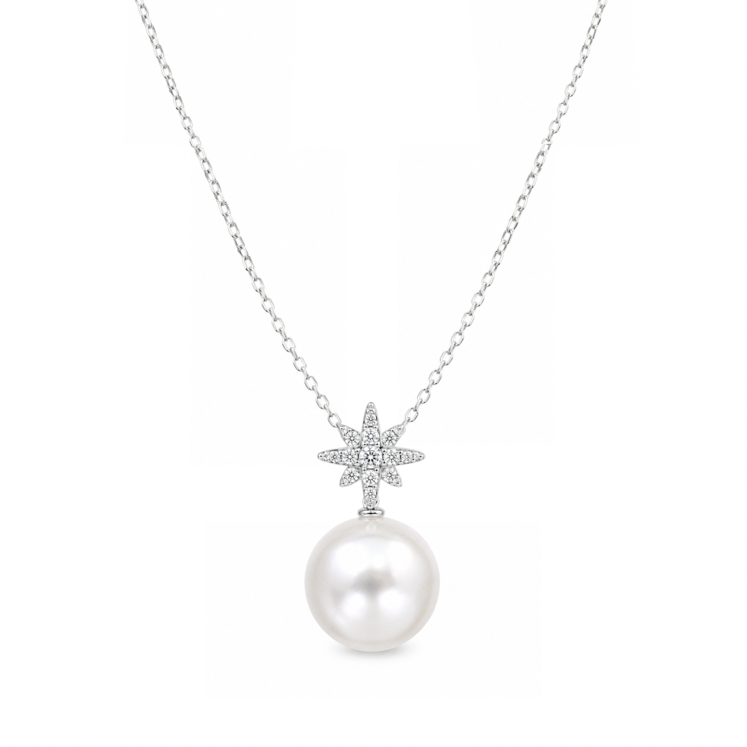 Diamond Snowflake & South Sea Pearl Pendant