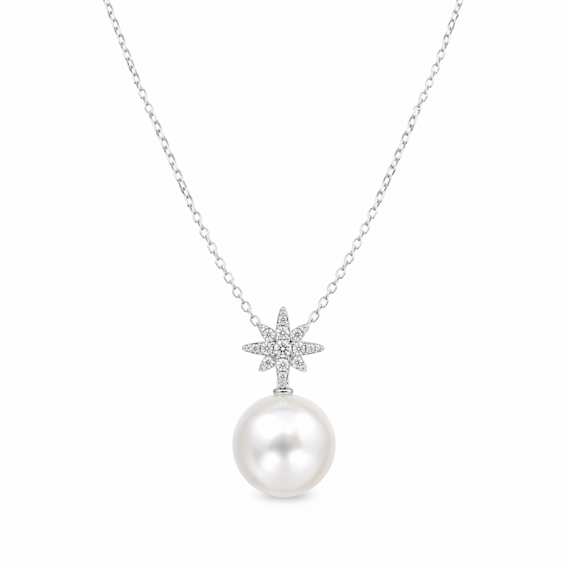Diamond Snowflake & South Sea Pearl Pendant