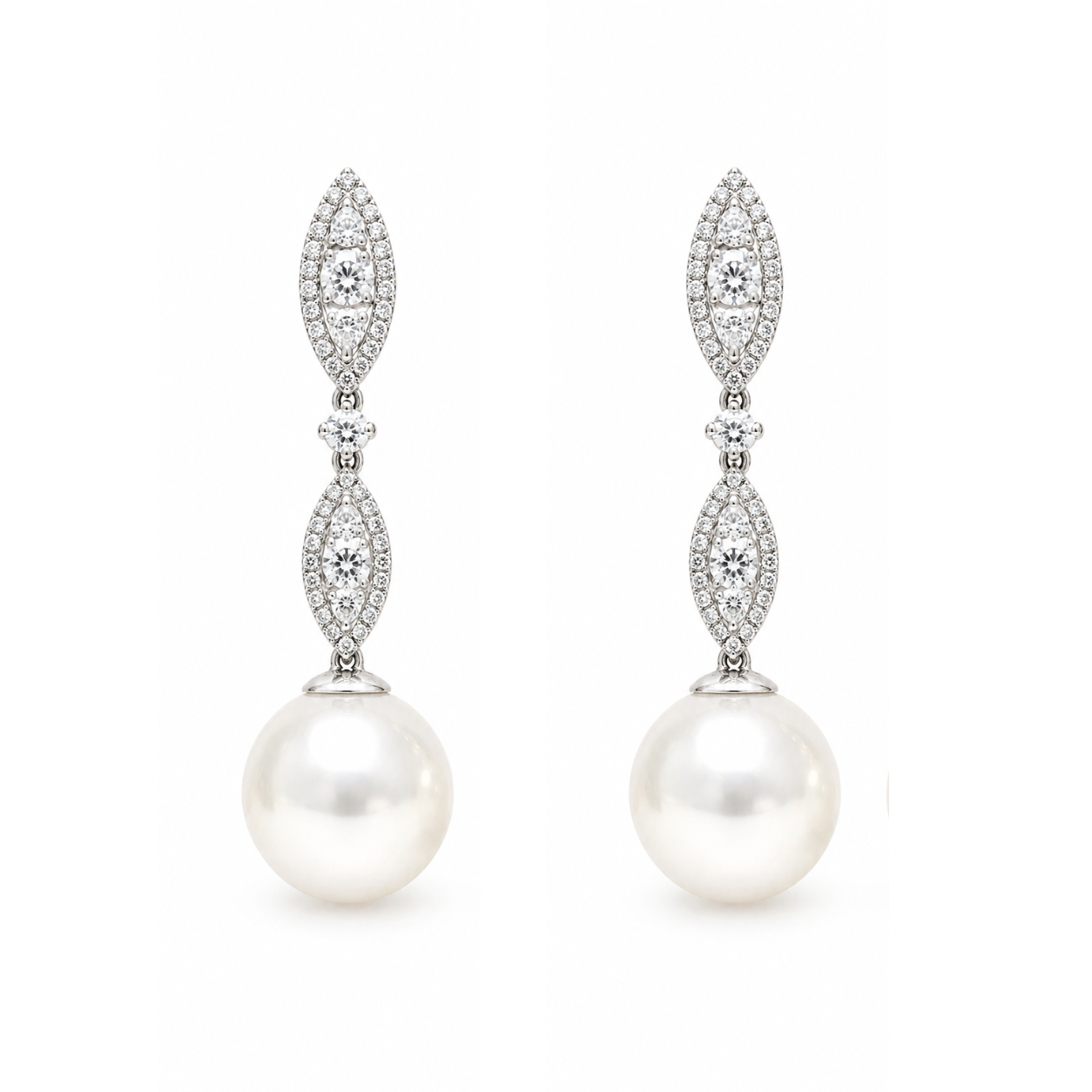 Pearl Diamond Drop Earrings
