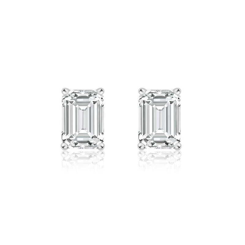 Emerald Cut Stud Earrings