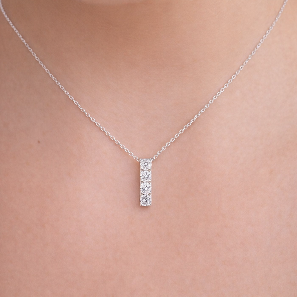Diamond Four Stone Drop Pendant