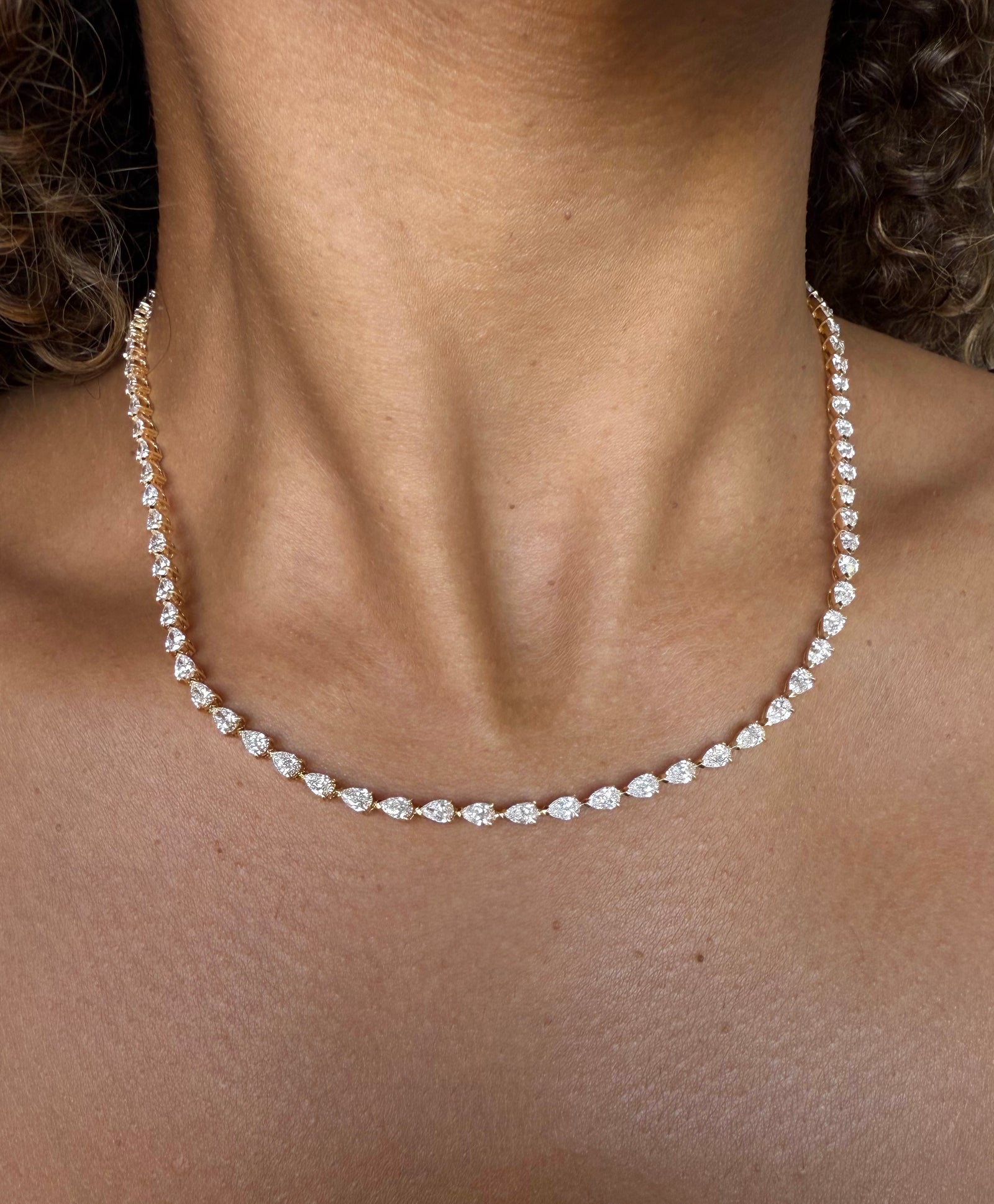 Pear Diamond Tennis Necklace