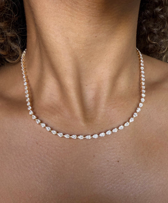 Pear Diamond Tennis Necklace