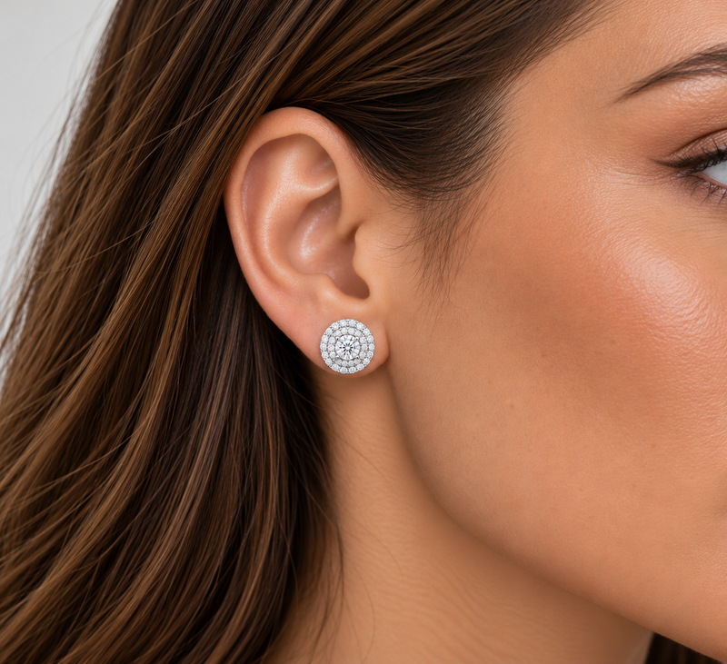 Diamond Double Halo Studs