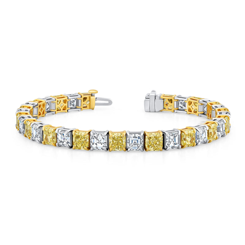 Fancy Yellow & Diamond Radiant Alternating Bracelet