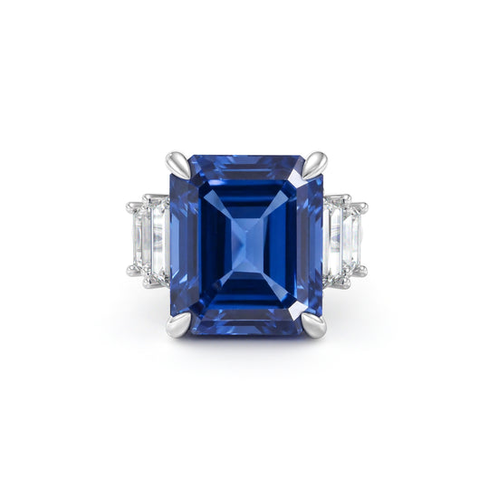 Ceylon Sapphire and Diamond Trilogy Ring