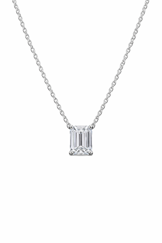 Emerald Cut Vertical Diamond Pendant