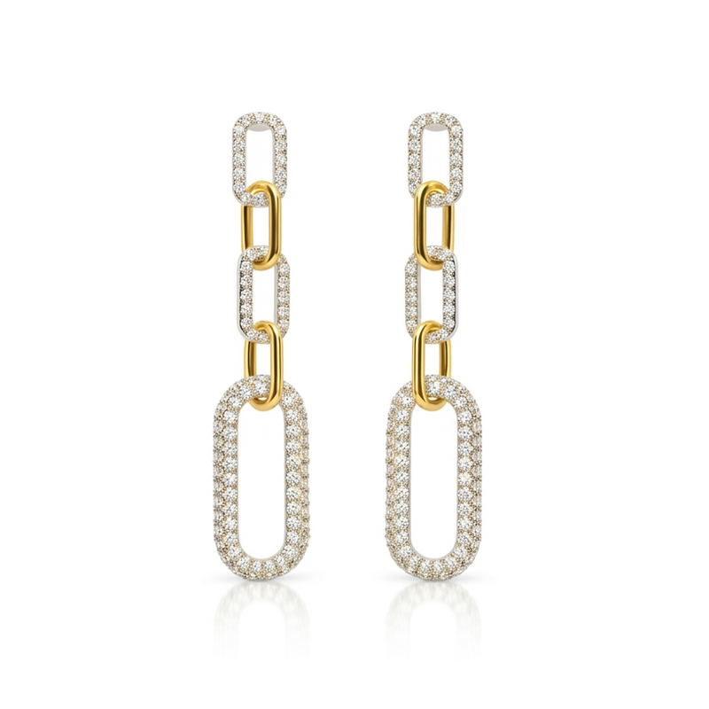 Claw Set Paperclip Diamond Drop Earrings