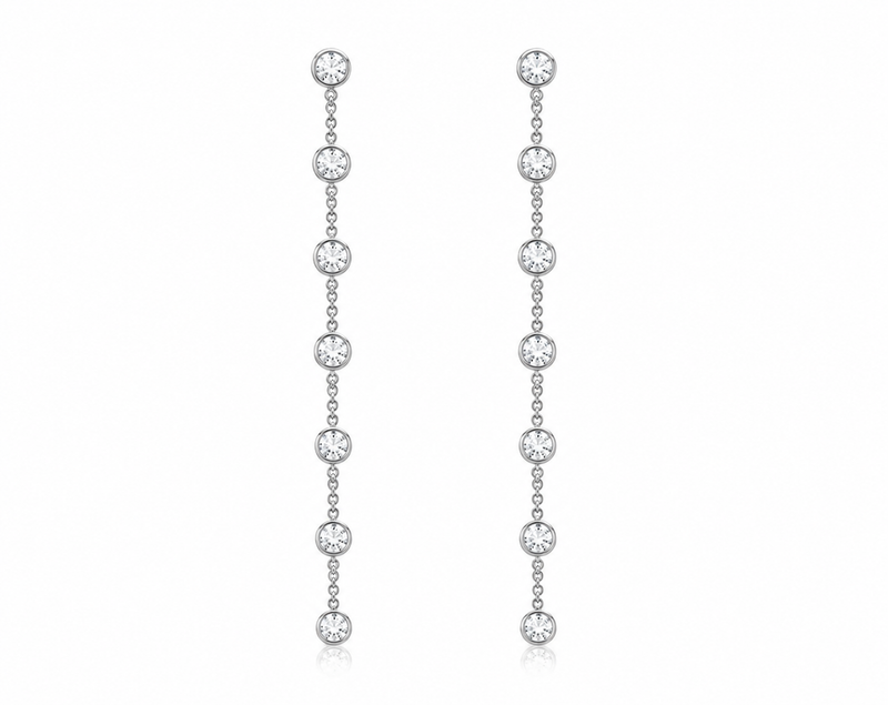 Bezel Set Diamond Drop Earrings