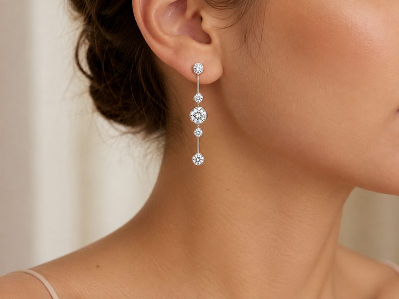 Illusion Set Diamond Drop Earrings