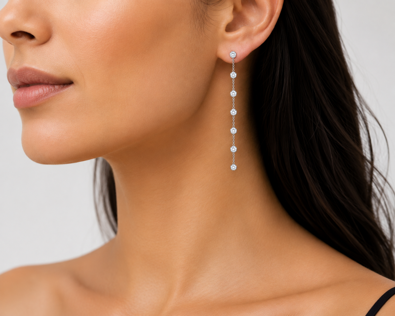 Bezel Set Diamond Drop Earrings