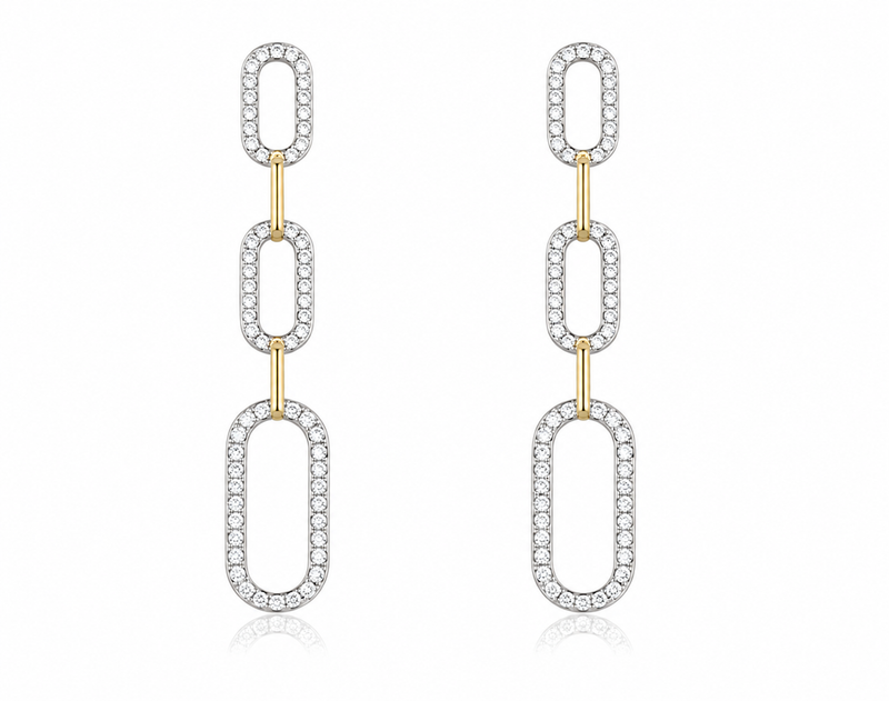Claw Set Paperclip Diamond Drop Earrings