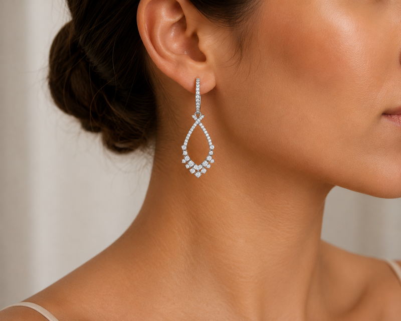 Diamond Articulated Dangle Earrings
