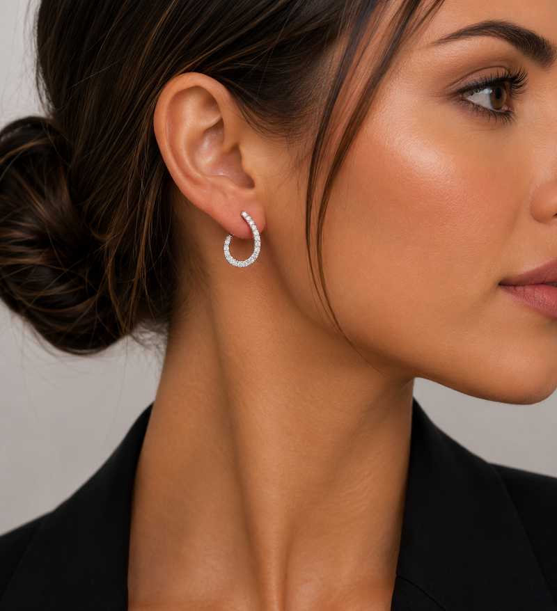 Pear Shaped Diamond Hoop Earrings