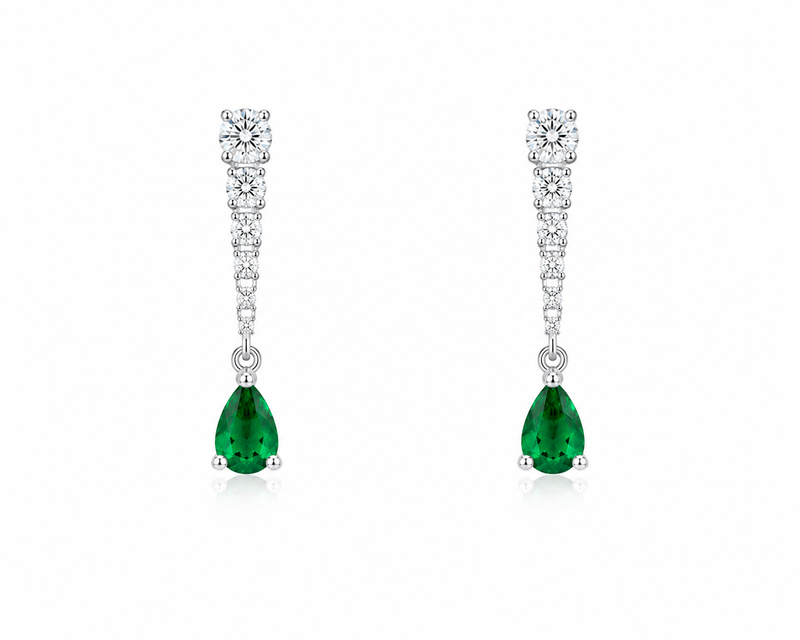 Emerald and Diamond Drop Earrings