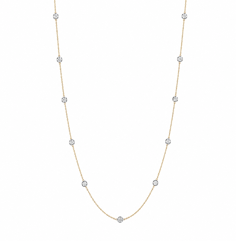 Long Bezel Set Diamond Necklace