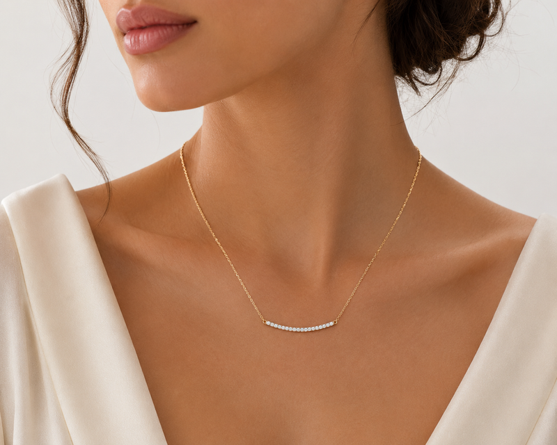 Diamond Bar Pendant and Chain