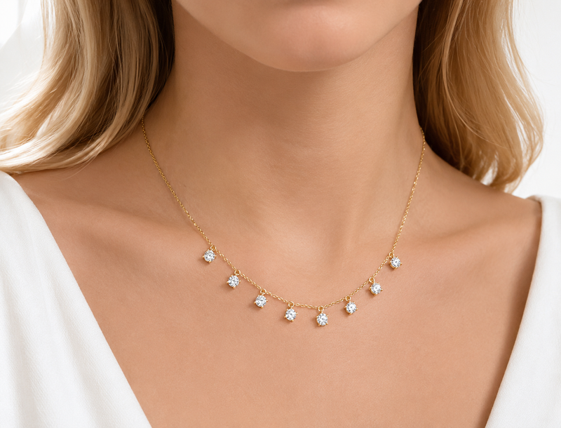 Round Bezel Diamond Necklace