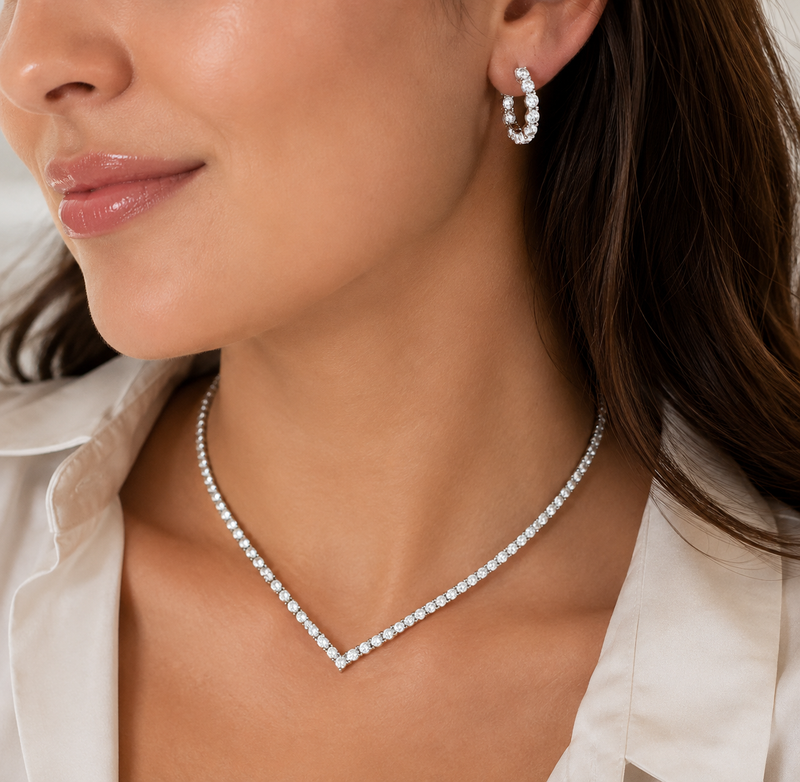 V Shape Diamond Necklace