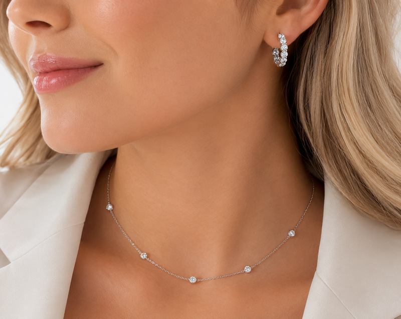 Bezel Set Diamond Necklace