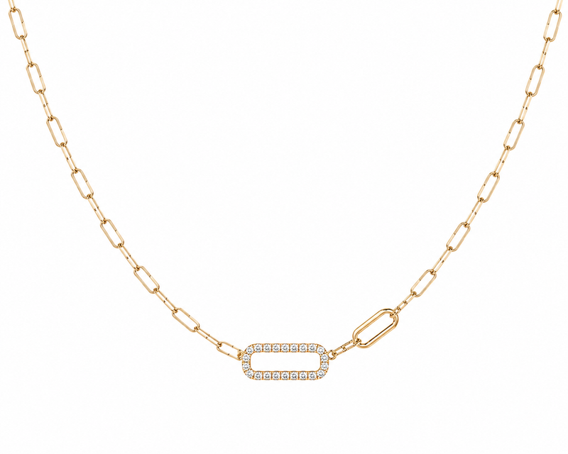 Claw Set Paperclip Diamond Necklace