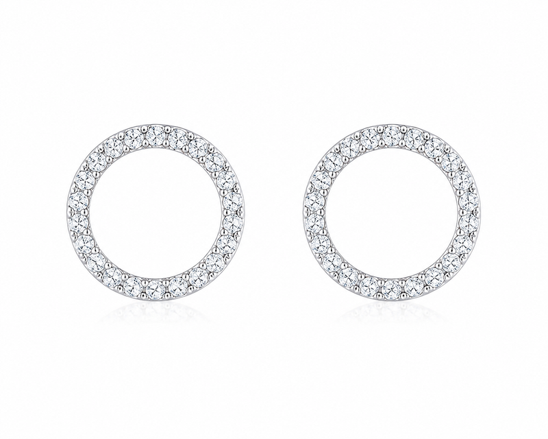 Circle Diamond Stud Earrings