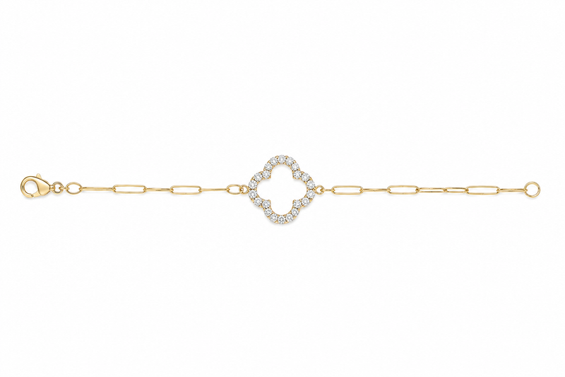 Clover on Paperclip Diamond Bracelet