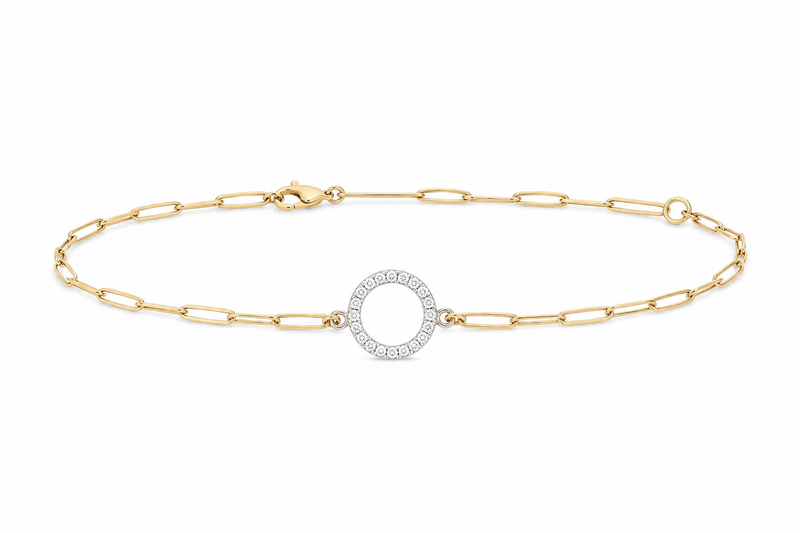Circle on Paperclip Diamond Bracelet
