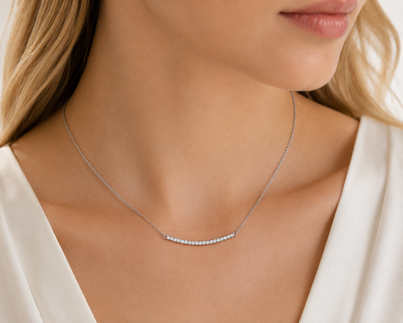 Crescent Pendant Diamond Necklace