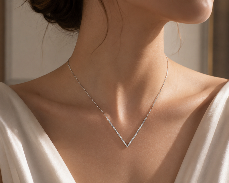 V Shape Diamond Necklace