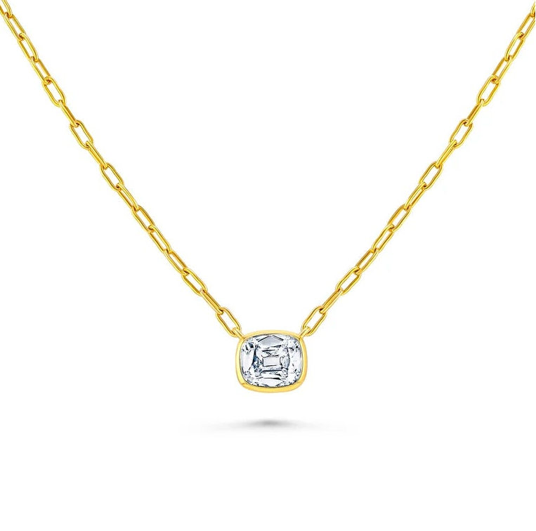 Cushion Cut Bezel Diamond Pendant