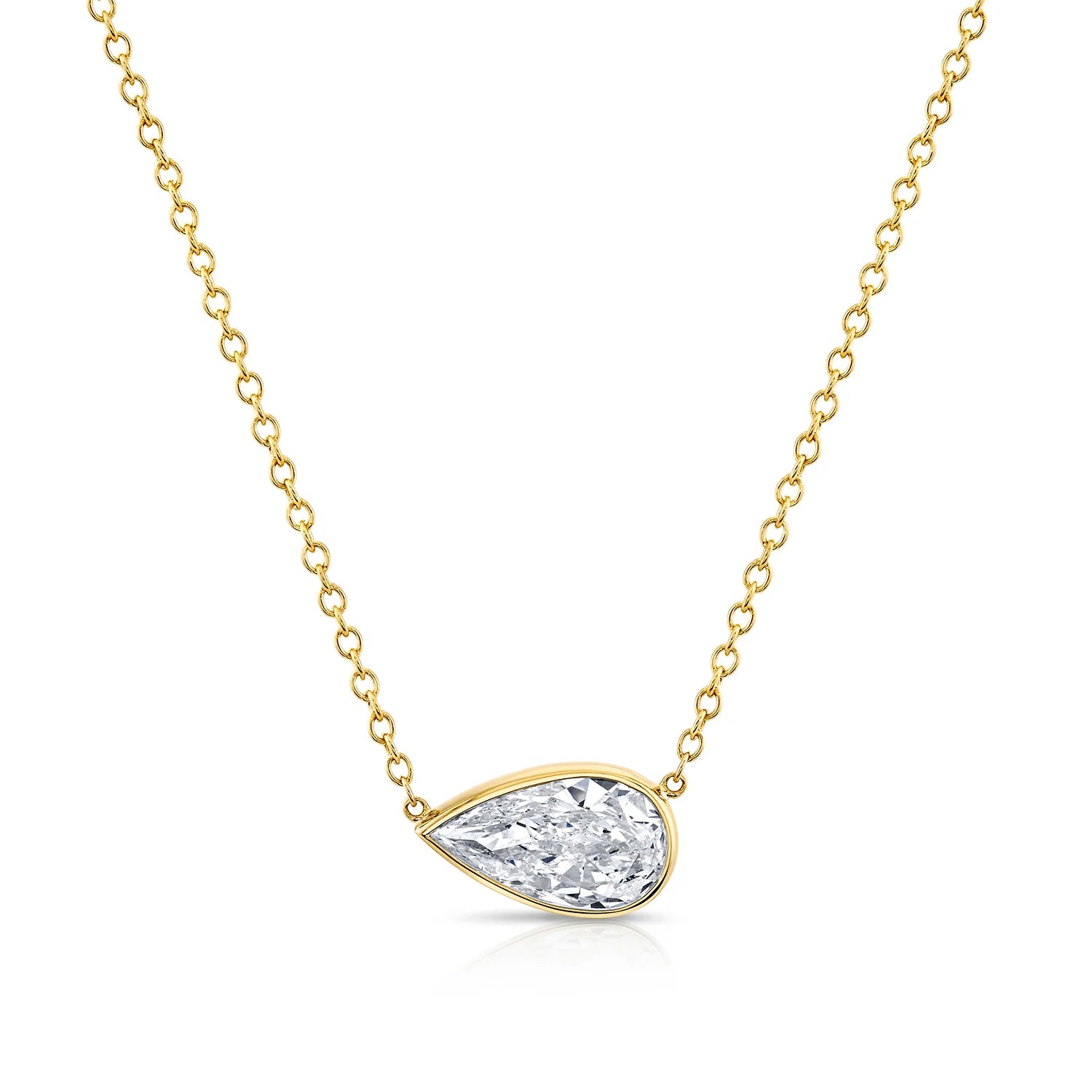 Pear-Shaped Bezel Diamond Pendant