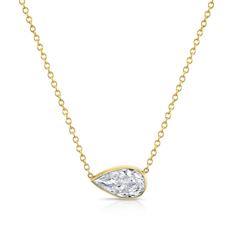 Pear-Shaped Bezel Diamond Pendant