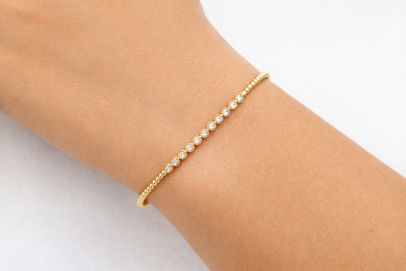 Milgrain Diamond Open Bangle