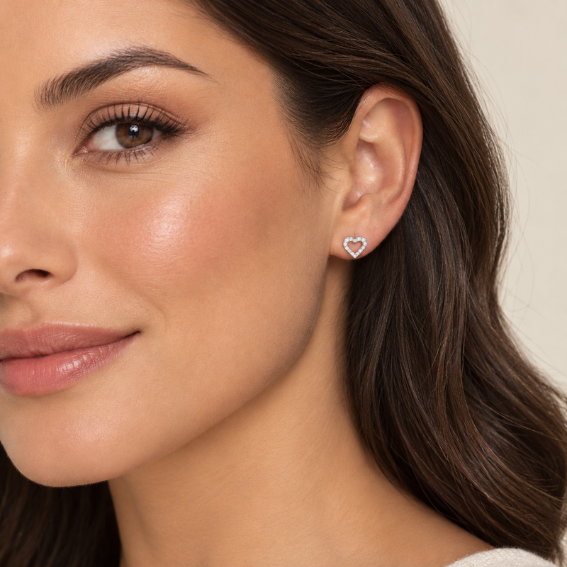 Heart Shaped Diamond Studs
