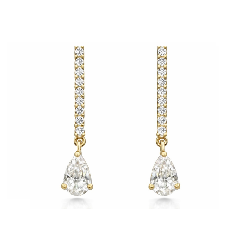 Drop Diamond Pear Earrings