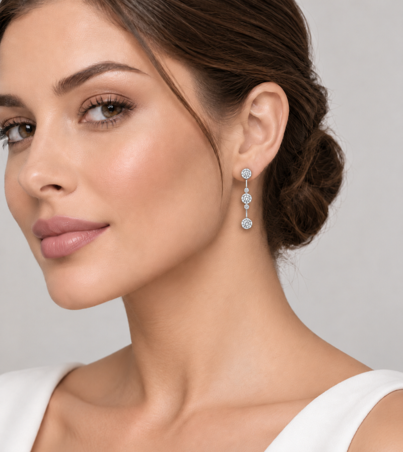 Illusion Set Diamond Drop Earrings