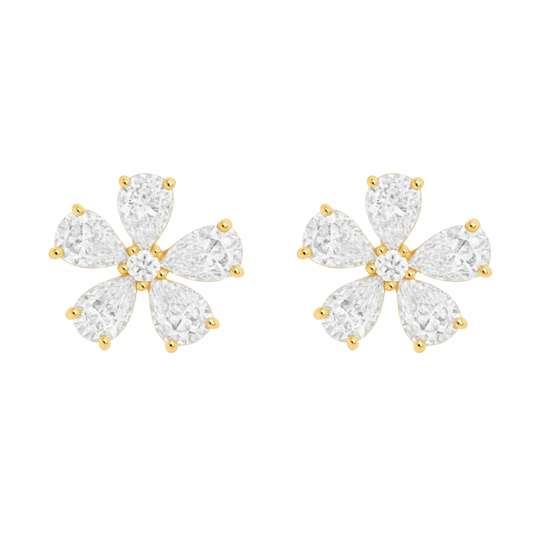 Floral Pear Diamond Studs